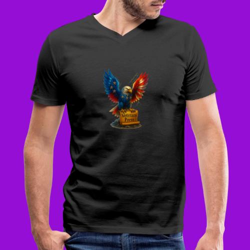 Veterans Press & Bald Eagle Flag 2 Print Set - Men's Premium Organic V-Neck T-Shirt