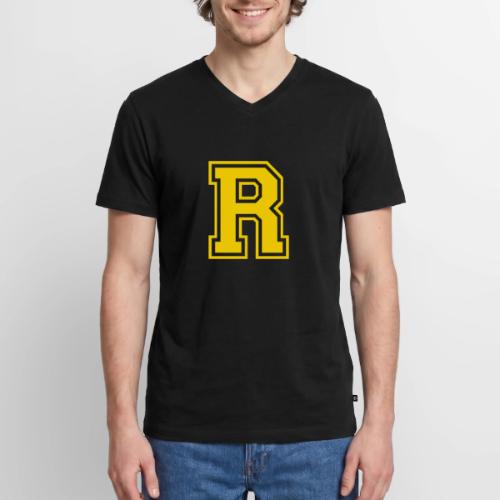 Letter R – Capital Athletic Alphabet Monogram - Men's Premium Organic V-Neck T-Shirt