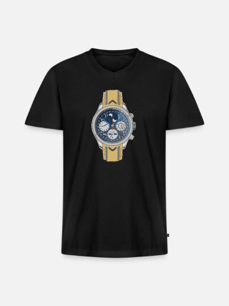 Moonphase Chrono Blue Dial Watch - Men's Premium Organic V-Neck T-Shirt - black