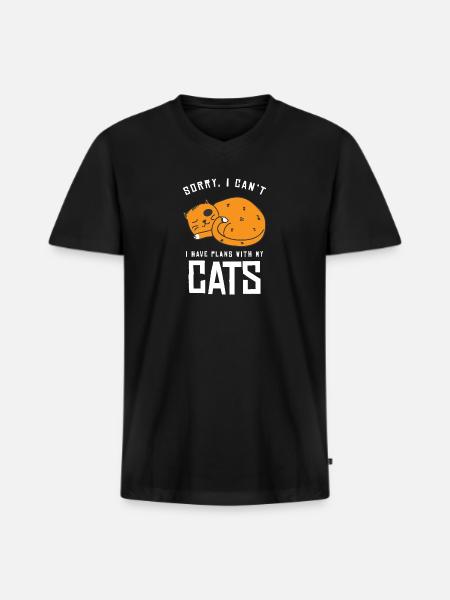 Funny Cat - Men's Premium Organic V-Neck T-Shirt - black