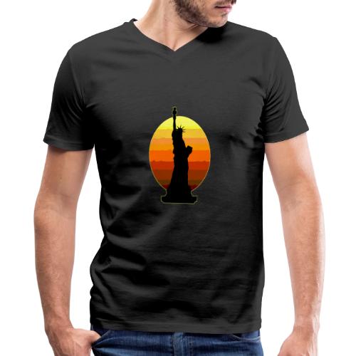 USA: Golden Horizon Liberty - Men's Premium Organic V-Neck T-Shirt