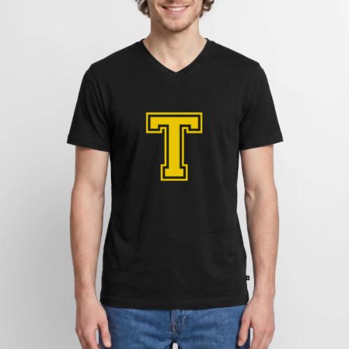 Letter T – Capital Athletic Alphabet Monogram - Men's Premium Organic V-Neck T-Shirt