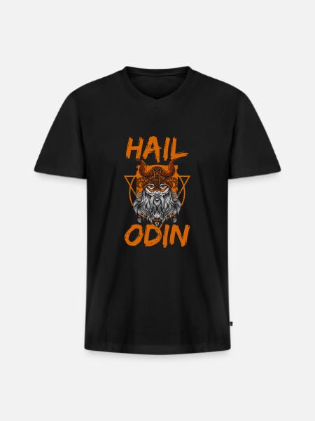 Odin God - Men's Premium Organic V-Neck T-Shirt - black