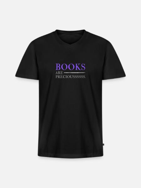 books are precious - Men's Premium Organic V-Neck T-Shirt - black