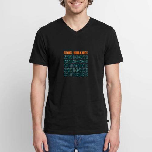 Hi in binary code - Men's Premium Organic V-Neck T-Shirt
