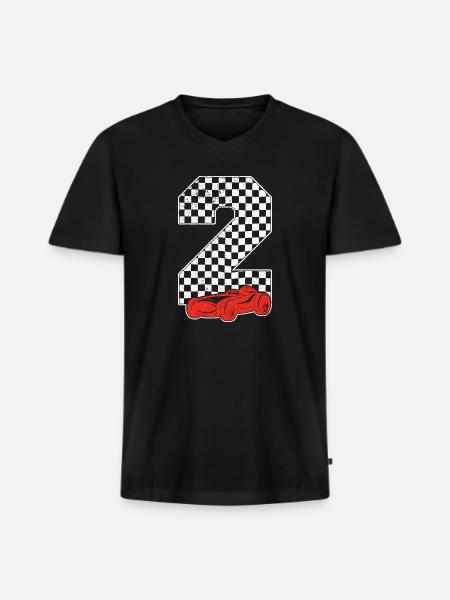 Checkerboard 2 Racecar Grid - Men's Premium Organic V-Neck T-Shirt - black
