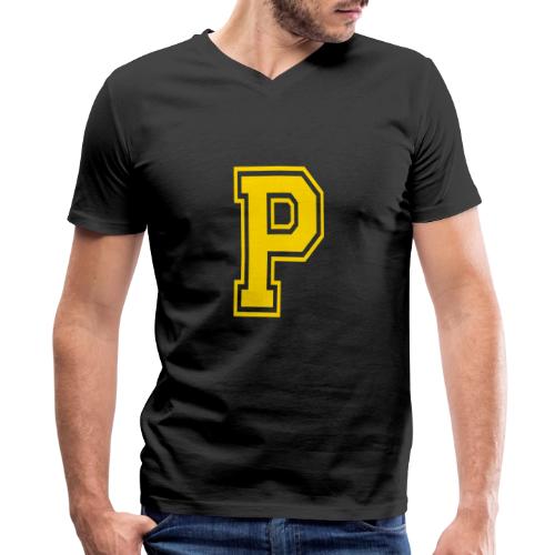 Letter P – Capital Athletic Alphabet Monogram - Men's Premium Organic V-Neck T-Shirt