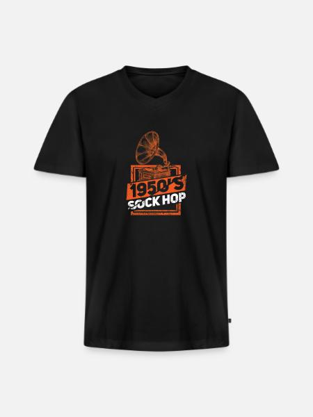 1950s Sock Hop - Men's Premium Organic V-Neck T-Shirt - black