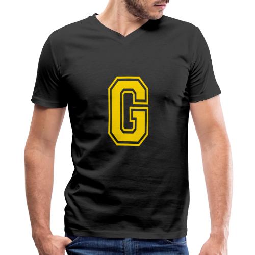 Letter G – Capital Athletic Alphabet Monogram - Men's Premium Organic V-Neck T-Shirt