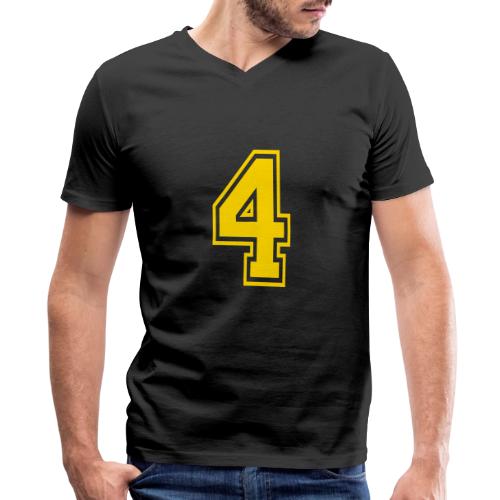 Number 4 in a classic athletic collegiate font - Men's Premium Organic V-Neck T-Shirt