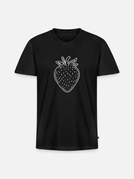 Strawberry Fruit Berries - Men's Premium Organic V-Neck T-Shirt - black