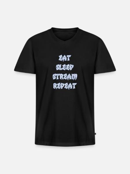 EAT SLEEP STREAM REPEAT - Men's Premium Organic V-Neck T-Shirt - black