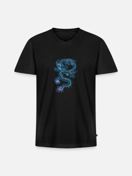 chinese dragon - Men's Premium Organic V-Neck T-Shirt - black