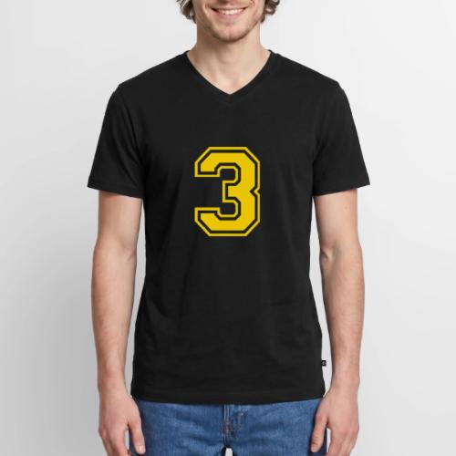 Number 3 in a classic athletic collegiate font - Men's Premium Organic V-Neck T-Shirt