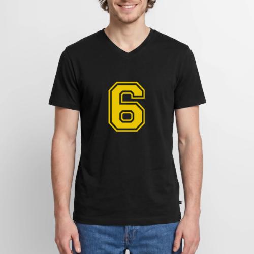 Number 6 in a classic athletic collegiate font - Men's Premium Organic V-Neck T-Shirt