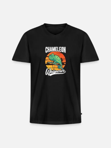 Chameleon Whisperer - Men's Premium Organic V-Neck T-Shirt - black