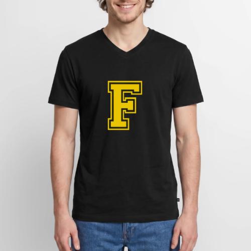 Letter F – Capital Athletic Alphabet Monogram - Men's Premium Organic V-Neck T-Shirt