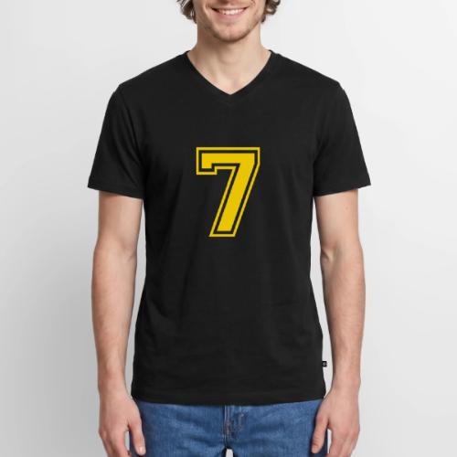Number 7 in a classic athletic collegiate font - Men's Premium Organic V-Neck T-Shirt
