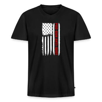 Pro-Gun Anti-Idiot - Men's Premium Organic V-Neck T-Shirt - black - Front - AI Model Male 178 light (178cm)