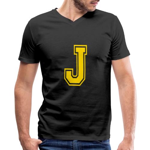 Letter J – Capital Athletic Alphabet Monogram - Men's Premium Organic V-Neck T-Shirt