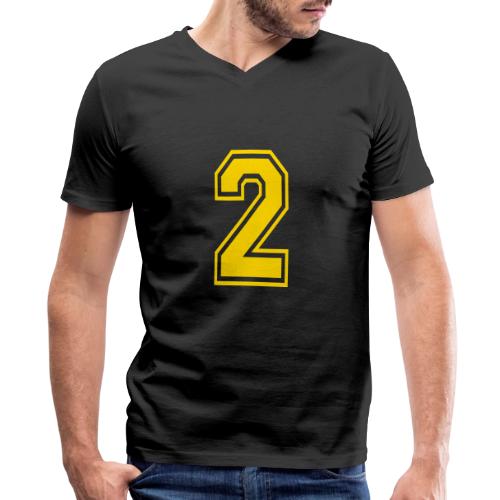 Number 2 in a classic athletic collegiate font - Men's Premium Organic V-Neck T-Shirt