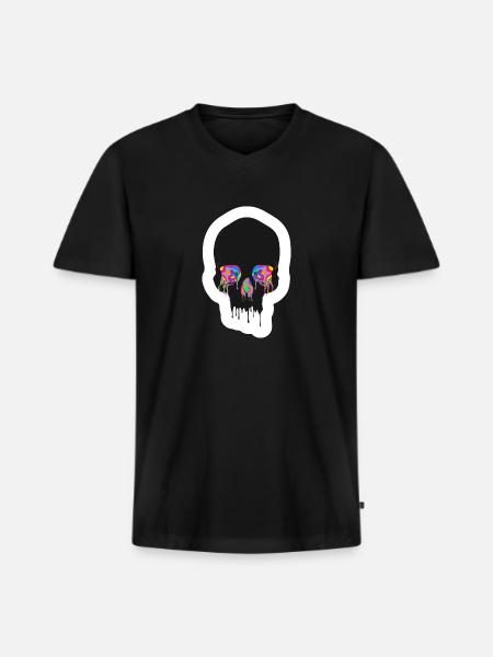 splash eyes skull - Men's Premium Organic V-Neck T-Shirt - black