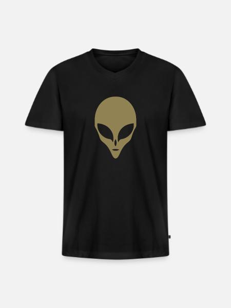 Alien Silhouette Head Face - Men's Premium Organic V-Neck T-Shirt - black