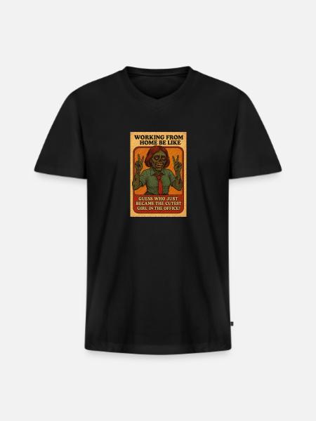 The Cutest Remote Worker - Men's Premium Organic V-Neck T-Shirt - black
