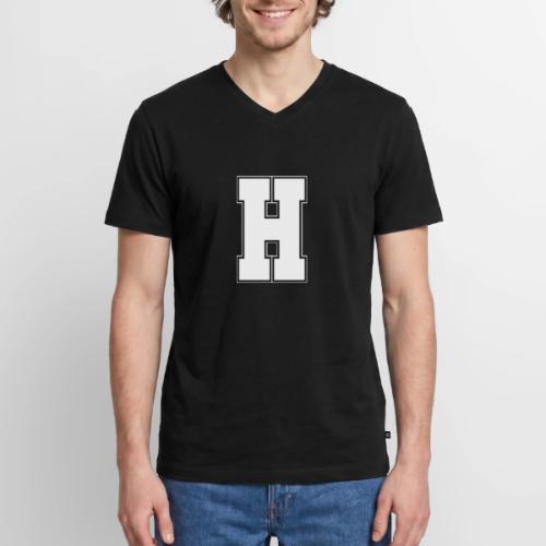 White Letter H – Varsity Alphabet Monogram - Men's Premium Organic V-Neck T-Shirt