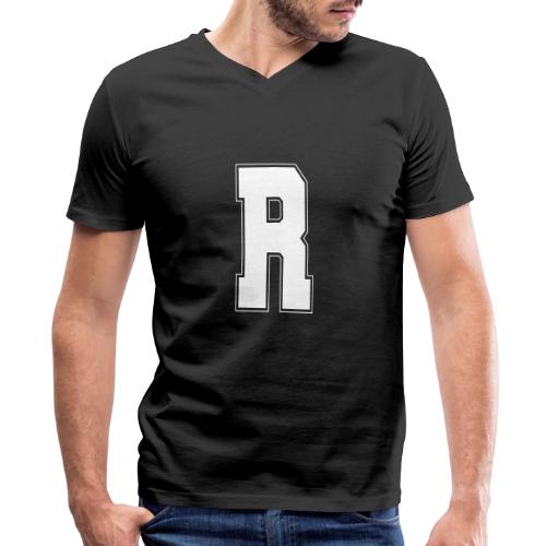 White Letter R – Varsity Alphabet Monogram - Men's Premium Organic V-Neck T-Shirt