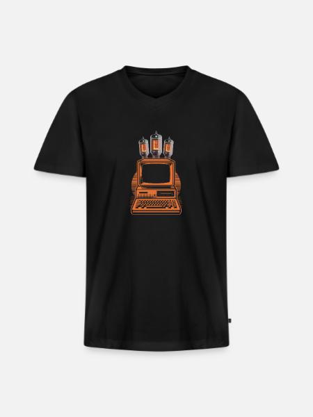 Retro Vacuum-Tube Computer - Men's Premium Organic V-Neck T-Shirt - black