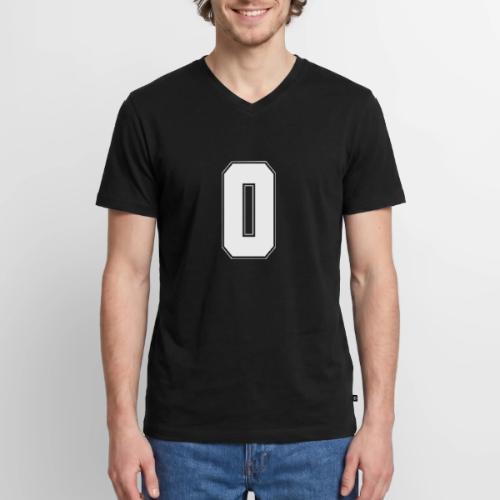 White Number 0 – Varsity Font - Men's Premium Organic V-Neck T-Shirt