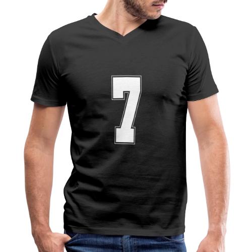 White Number 7 – Varsity Font - Men's Premium Organic V-Neck T-Shirt