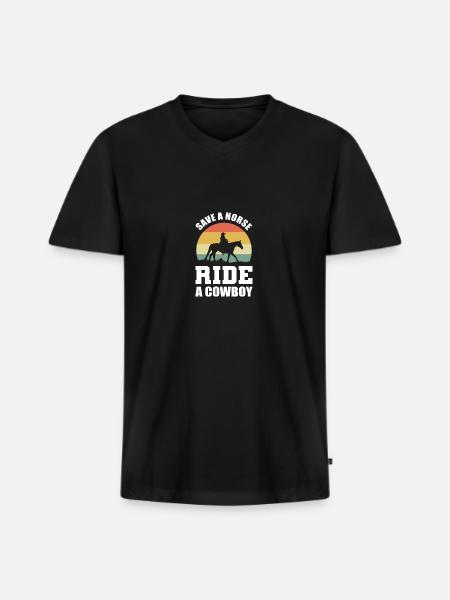 Ride a Cowboy Equestrian Gift - Men's Premium Organic V-Neck T-Shirt - black
