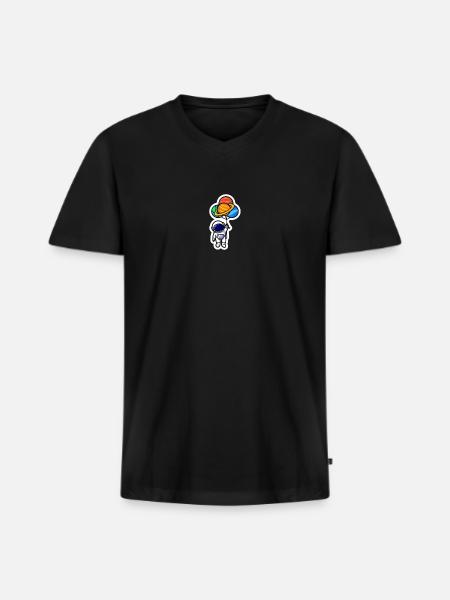 astronaut planet balloons - Men's Premium Organic V-Neck T-Shirt - black