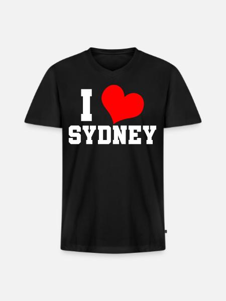 ICH LIEBE SYDNEY - Men's Premium Organic V-Neck T-Shirt - black