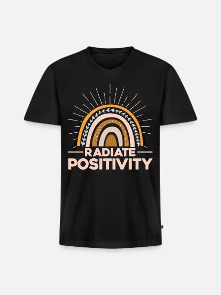 Radiate Positivity - Men's Premium Organic V-Neck T-Shirt - black