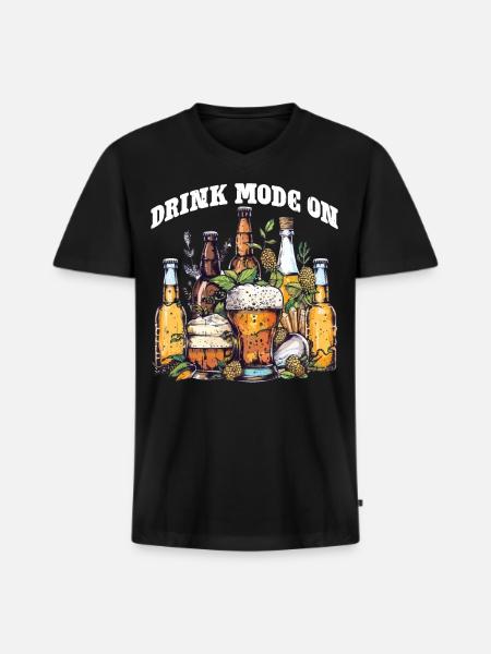 Drink Mode On - Men's Premium Organic V-Neck T-Shirt - black