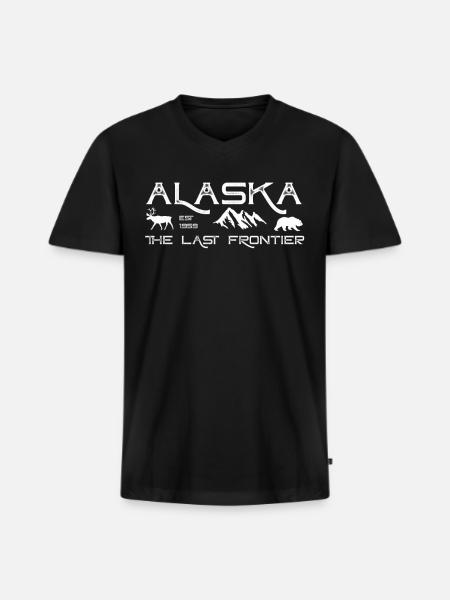 Rustic Alaska The Last Frontier Alaskan Outdoors - Men's Premium Organic V-Neck T-Shirt - black