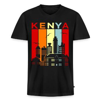 Kenya - Men's Premium Organic V-Neck T-Shirt - black - Front - AI Model Male 178 light (178cm)