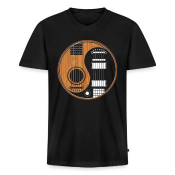 Guitar - Men's Premium Organic V-Neck T-Shirt - black - Front - AI Model Male 178 light (178cm)