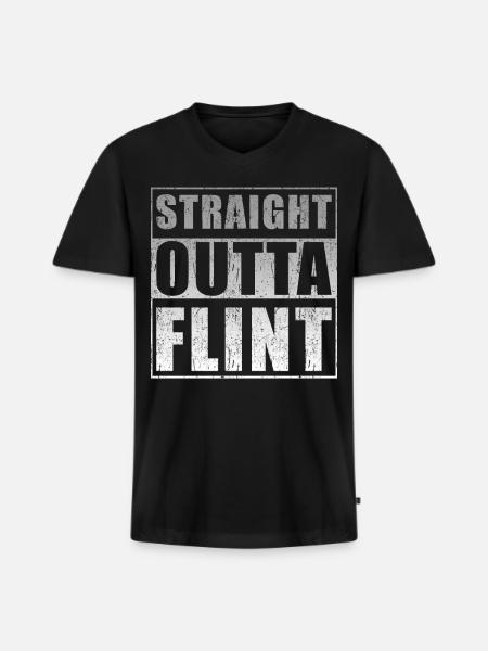 Straight Outta Flint - Men's Premium Organic V-Neck T-Shirt - black