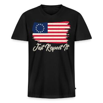rush-limbaugh betsy ross Flag Just Respect It - Men's Premium Organic V-Neck T-Shirt - black - Front - AI Model Male 178 light (178cm)
