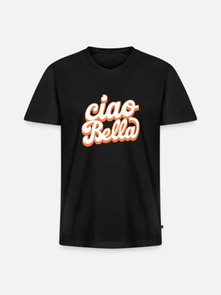 Ciao Bella - Men's Premium Organic V-Neck T-Shirt - black