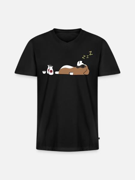 Boxer Dog Sake Drunk - Men's Premium Organic V-Neck T-Shirt - black
