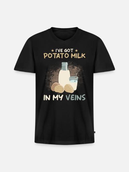 Potato Milk Saying - Men's Premium Organic V-Neck T-Shirt - black