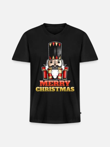 Nutcracker Merry Christmas - Men's Premium Organic V-Neck T-Shirt - black