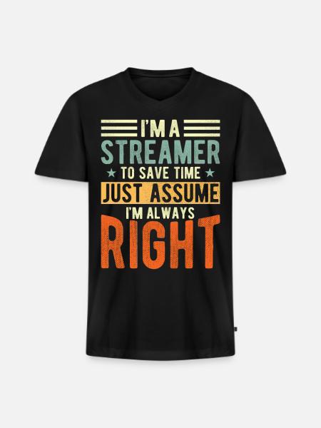 Streamer - Men's Premium Organic V-Neck T-Shirt - black