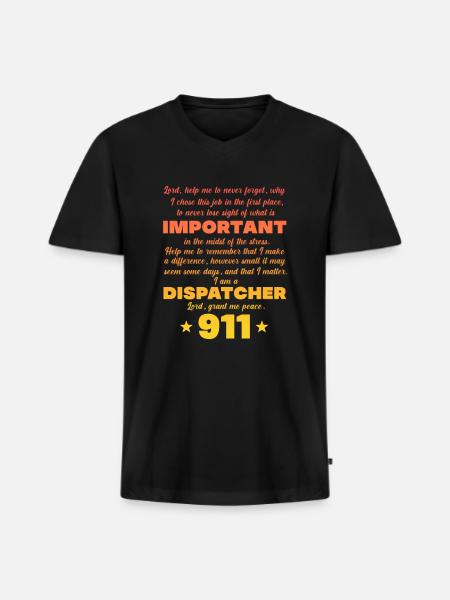 Dispatcher 911 Prayer - Men's Premium Organic V-Neck T-Shirt - black