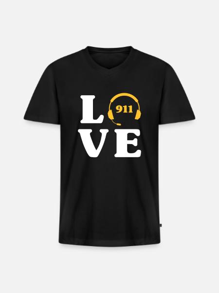 Love 911 Dispatcher - Men's Premium Organic V-Neck T-Shirt - black